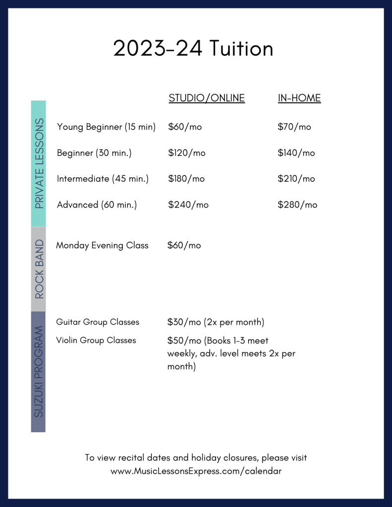Rates Music Lessons Express