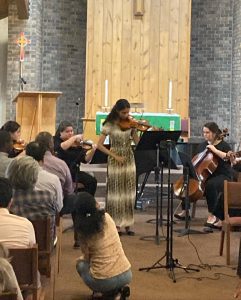 Haasini Yelugoti soloing at the 2023 Music Lessons Express Honors Recital